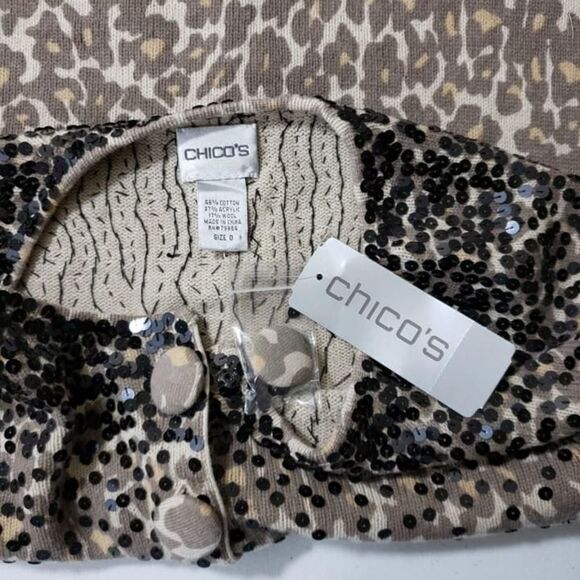 NWT Sequin animal print cardigan / chic sparkle knit topper – women’s - Picture 4 of 12
